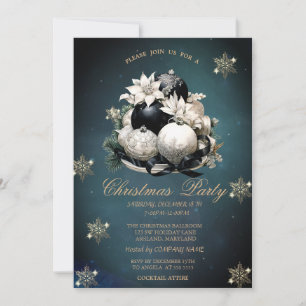 Convites Bolas de Natal Brancas Pretas, Empresa de Flocos d