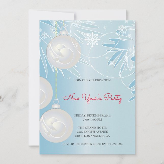 Convites Bolas de Natal Branco (Frente)