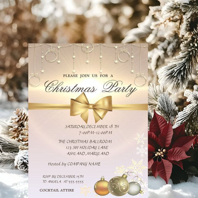 Convites Bolas de Natal Brilhantes, Festa de Natal Corporat (Criador carregado)