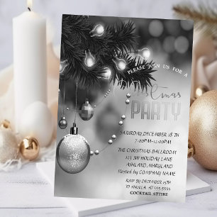 Convites Bolas de Natal Cinza Festa de Natal Corporativa