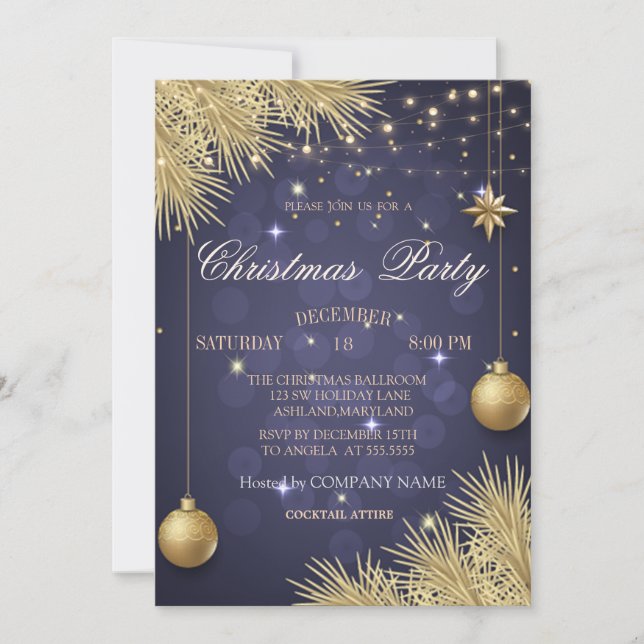 Convites Bolas de Natal Douradas Ramos Empresa de Natal (Frente)