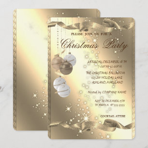 Convites Bolas de Natal Elegantes, Brilho, Festa de Natal