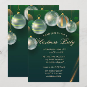 Convites Bolas de Natal Elegantes Festa de Natal Verde
