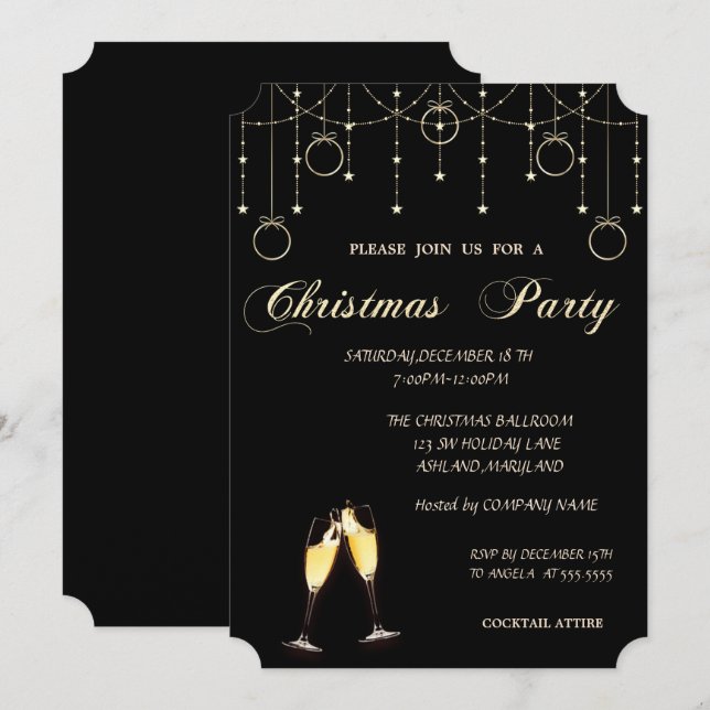 Convites Bolas de Natal, Festa de Natal da Companhia de Cop (Frente/Verso)