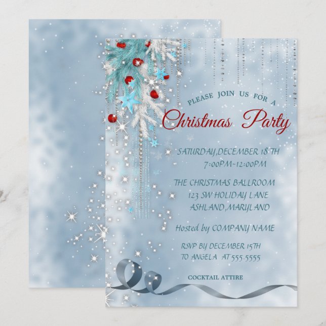 Convites Bolas de Natal,Flocos de Neve,Estrelas ,Festa Corp (Frente/Verso)