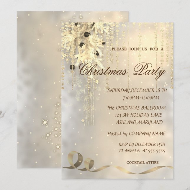 Convites Bolas de Natal, Flocos de Neve, Festa Corporada (Frente/Verso)