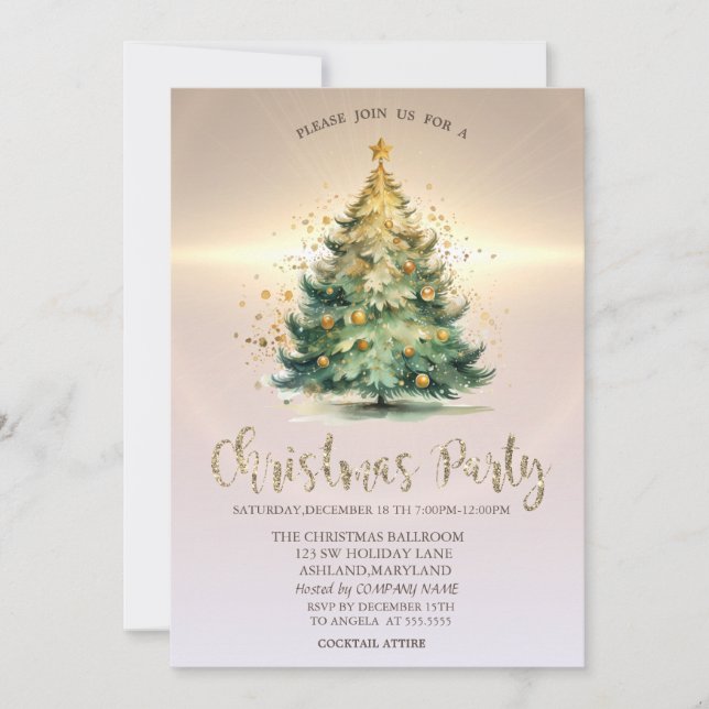 Convites Bolas de Natal Luxuosas Empresa Dourada (Frente)