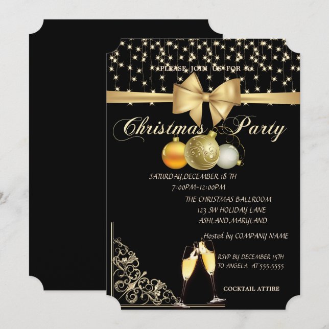 Convites Bolas de Natal, Vidro, Festa de Natal da Empresa B (Frente/Verso)