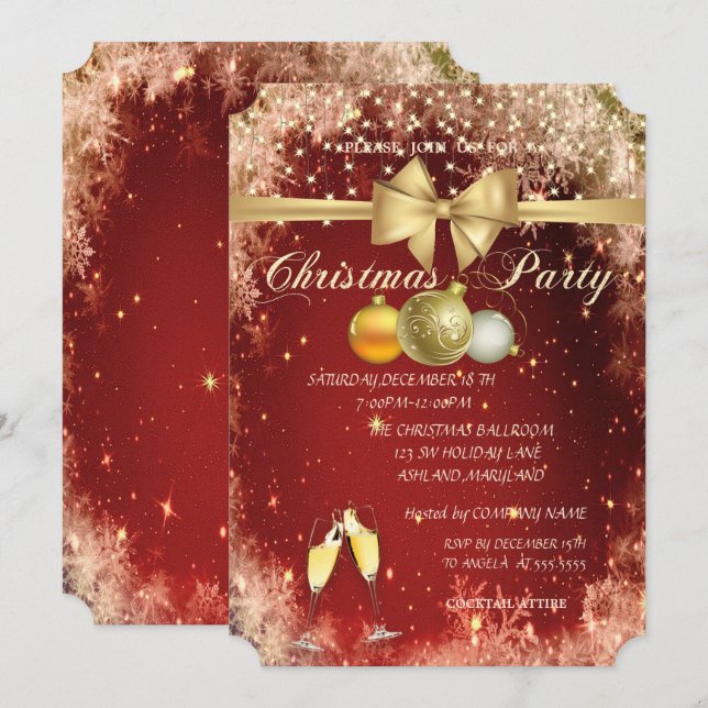 Convites Bolas de Natal, Vidro, Festa de Natal da Empresa B (Frente/Verso)