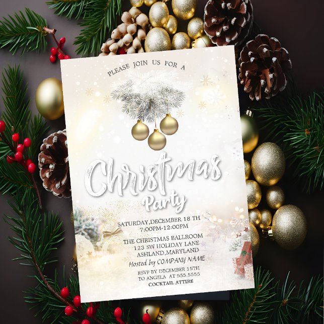 Convites Bolas Douradas Apresentam Companhia de Natal (Criador carregado)