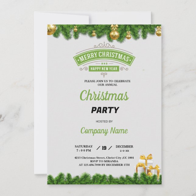 Convites Bolas elegantes para a festa de Natal da empresa (Frente)