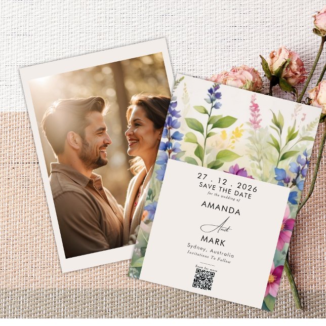 Convites Bold Bohemian Colorful Wildflower Save date (Criador carregado)
