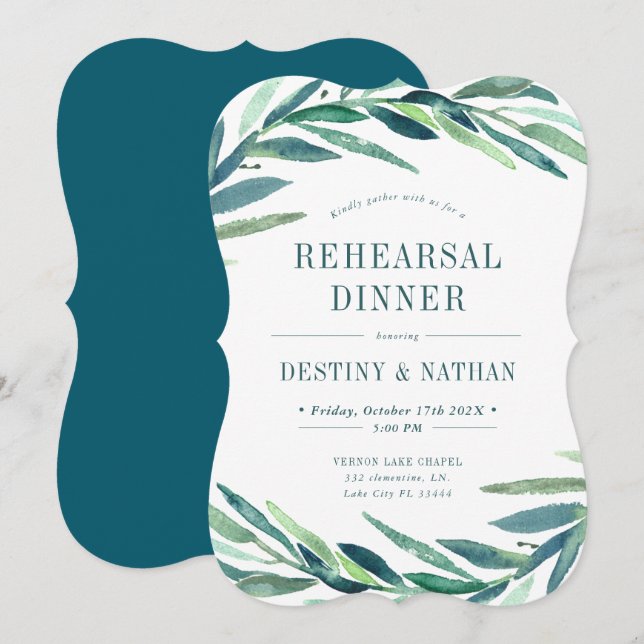 Convites Bold Botanicals Wrap | Jantar de Rehearsal (Frente/Verso)