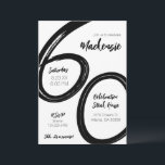 Convites Bold Brush Stroke 60th Birthday Surprise Party<br><div class="desc">Comemore seu aniversário de 60 anos em estilo com este moderno convite de 60 anos,  preto e branco.</div>