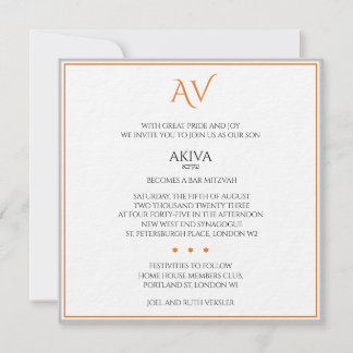 Convites Bold Colorful Bar ou Bat Mitzvah Star de David em