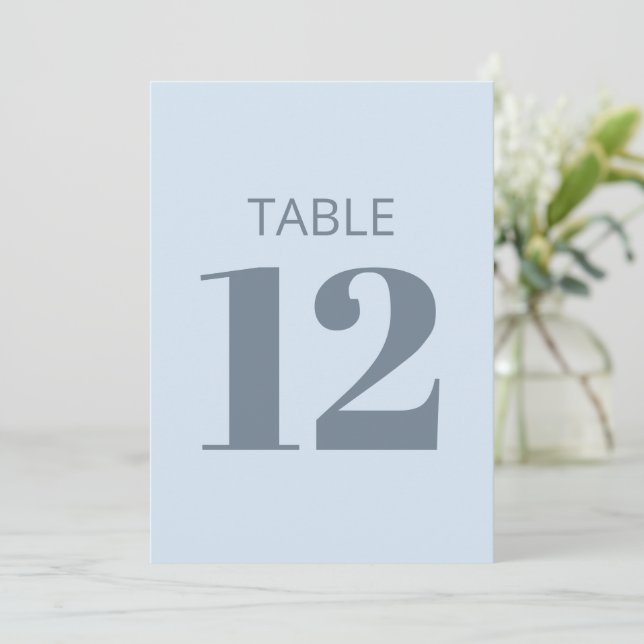 Convites Bold Cool Soft Light Blue Modern Table Number Sign (Em pé/Frente)