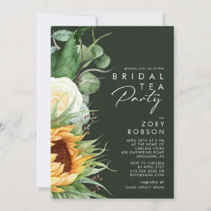 Convites Bold Country Sunflower Dark Green Bridal Party