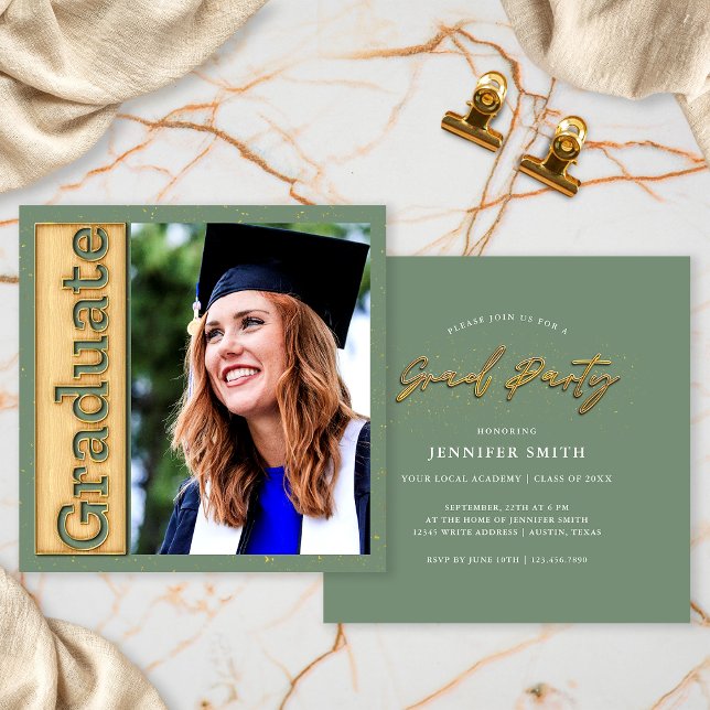 Convites Bold Dourado Festa de Formando de Graduação de Fot (Criador carregado)