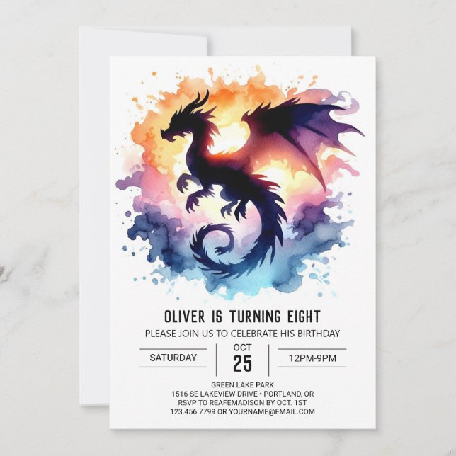 Convites Bold Dragon Birthday Digital (Frente)