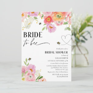 Convites Bold Floral Bee Bride Para Chá de panela