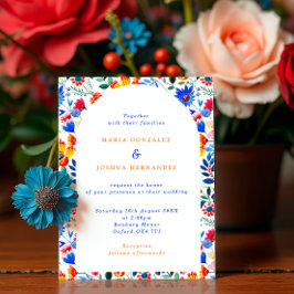Convites Bold Floral Folk Fiesta Wedding 