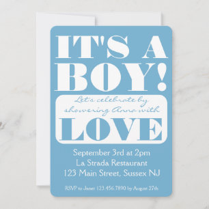 Convites Bold Font é um Boy! Chá