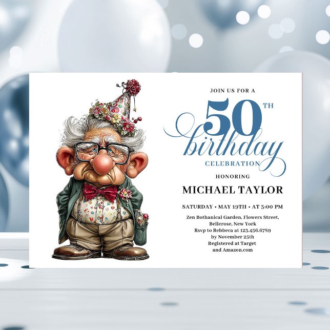 Convites Bold Humor Man 50 Year Birthday Party Invite (Bold Humor Man 50 Year Birthday Party Invite)