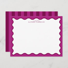 Convites Bold Magenta & Berry Pink Wavy Note Card