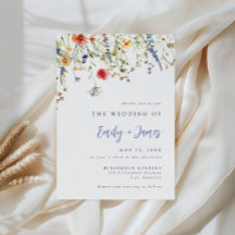 Bold Minimal Wildflower Wedding Invitation