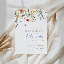 Convites Bold Minimal Wildflower Wedding Invitation