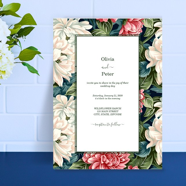 Convites Bold Modern Floral Wedding Invitation (Bold Modern Floral Wedding Invitation)