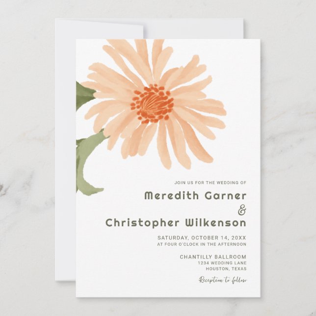 Convites Bold Modern Peach Floral Wedding (Frente)