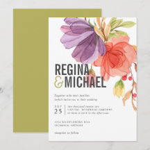 Bold Modern Watercolor Wildflords Casamento Verde