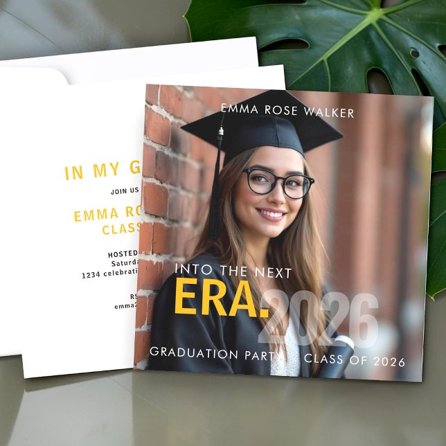 Convites Bold Photo Graduation Party Invite Grad Era (Criador carregado)