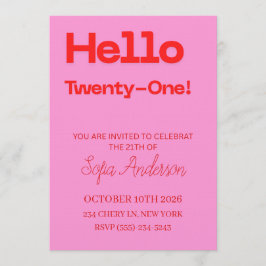 Convites Bold Pink Red 21st Birthday Invite