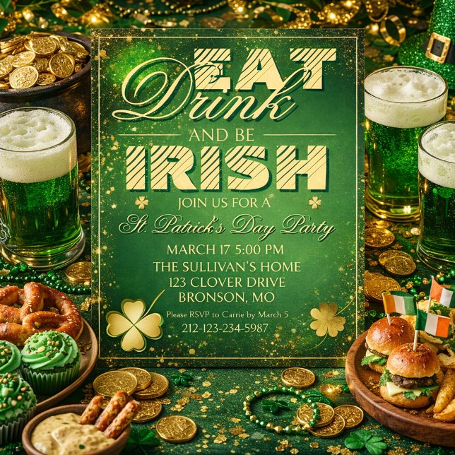 Convites Bold St. Patrick’s Day Invitation (Criador carregado)