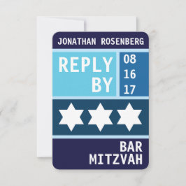 Convites Bold Star: Resposta RSVP do Bar David Mitzvah