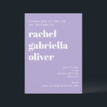 Convites Bold Typografia Moderna Lavanda Bat Mitzvah<br><div class="desc">Tipografia a negrito na Lavanda e Convite à Bat Mitzvah Branca Moderna</div>