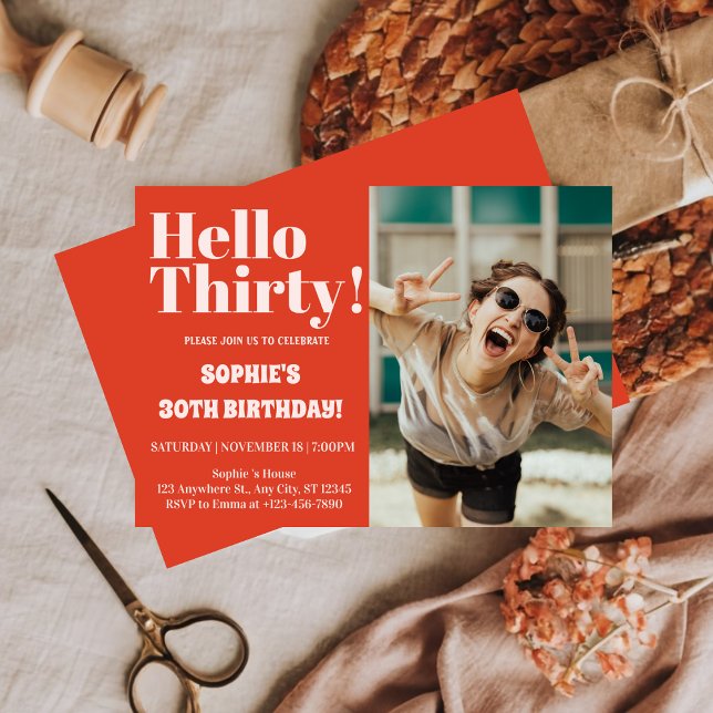 Convites Bold Typografia Moderno aniversário de 30 anos de  (Criador carregado)