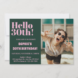 Convites Bold Typografia Moderno aniversário de 30 anos de