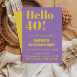 Convites Bold Typografia Purple aniversário de 40 anos<br><div class="desc">Tipografia Negra Tipografia Negra aniversário de 40 anos Moderna Convite de festas Roxa Tipografia Negra Típica Negra Convite de festas Negra Branca aniversário de 40 anos Moderna... Tipografia Negra Convite de festas Moderna aniversário de 40 anos "Tiro 40 nunca foi tão chique! Faça do seu aniversário de marco um aniversário...</div>