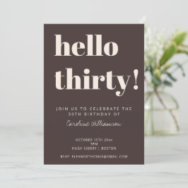 Convites Bold Typography Brown Modern 30th Birthday Party