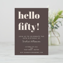 Convites Bold Typography Brown Modern 50th Birthday Party