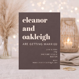 Convites Bold Typography Warm Brown Modern Wedding