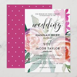 Convites Bold Watercolor Floral com Overlay Weds