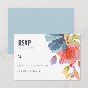 Convites Bold Watercolor Flores Selvagens do Casamento Aqua