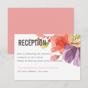 Convites Bold Watercolor recepção de casamento de flores si