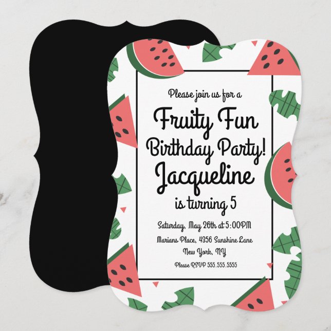 Convites Bold Watermelon Summer Frut Aniversário (Frente/Verso)