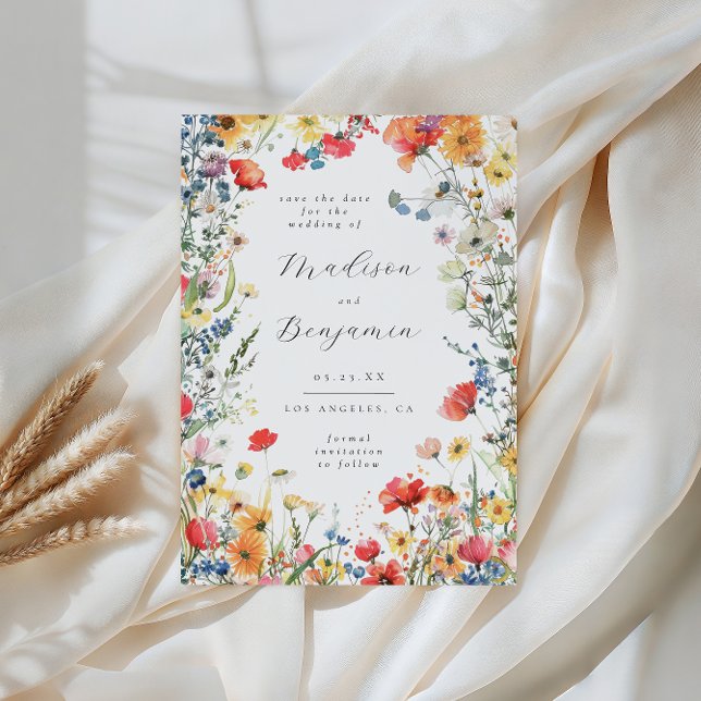 Convites Bold Wildflower Wedding Save the Date (Criador carregado)