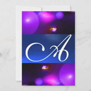 Convites BOLHA QUÂNTICA MONOGRAMA roxo azul